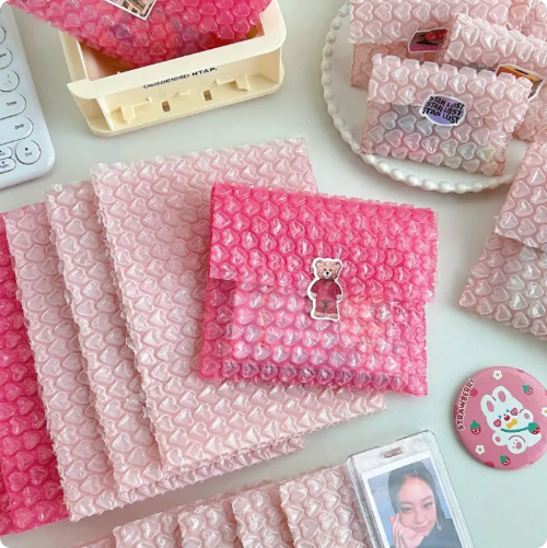 Heart Shaped Pink Bubble Mailing Bag Waterproof Tear-Resistant Love Bubble Wrap Sheet For Gift Packaging