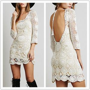 China Girls fahsion scoop back short sleeve lace mini without dress, two piece dress on sale