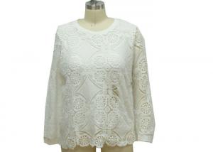 China Fashionable Dressy Ladies Casual T Shirts White Long Sleeve Lace Top OEM Service on sale