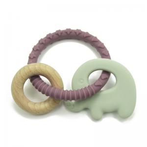 Quality Food Grade Elephant Silicone Beech Wooden Teething Toys For Young Babies for sale