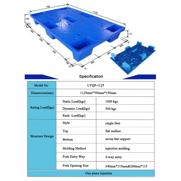 Blue Solid Deck Hdpe Plastic Pallets Made From Recycled Plastic