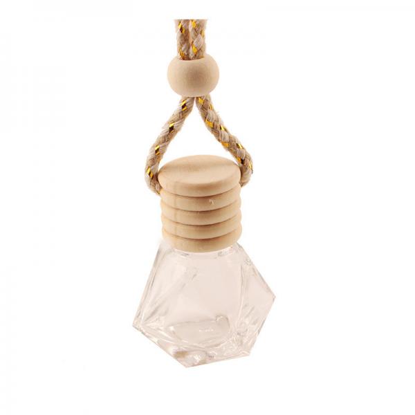 Buy 8ML Diamond Perfume Bottle, Car Perfume Bottle Pendant, Transparent Glass, Empty Bottle with wooden cap at wholesale prices