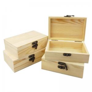 Quality FSC Unfinished Hinge Lidded Wooden Box Pine Wood Gift Box For Crafts for sale