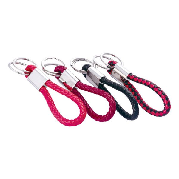 10mm PU Braided Leather Key Chains Debossing Logo Car Key Ring Holder