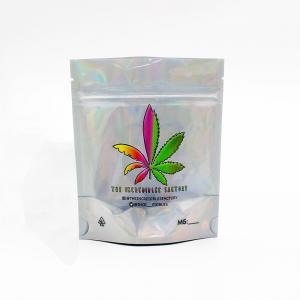 Quality Laser Foil Smell Proof Mylar Bag Weed Packaging Stand Up Pouch With Zipper for sale