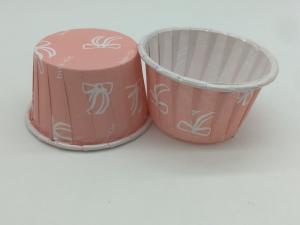 Cute Bowknot Pink Cupcake Baking Cups , Pet Coated Birthday Cupcake Wrappers Food Container