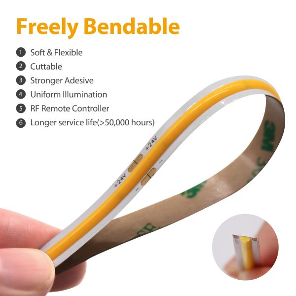 Color Changing 20W CCT Flexible COB Strip Light 576Chips