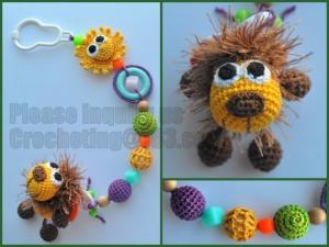 Quality wood bead pacifier clip, non-toxic, baby shower gift, dummy holder, amigurumi for sale