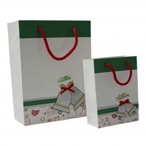 Quality White Matte Recycled Paper Gift Bags CMYK Printing Grosgrain Polyester handle for sale