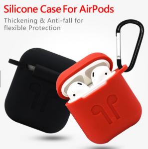 Quality Protective Charging Case Cover For Air Pods Portable Soft Silicone Skin cover case with Carabiner Keychain for Apple Air for sale