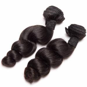 Quality Loose Wave Curly Human Hair Weave Bundles Silk Soft With Thick Full Ends for sale