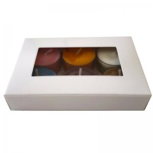 Quality Clear Window Paperboard Gift Boxes White Tea Light Candle Packaging Matte lamination for sale