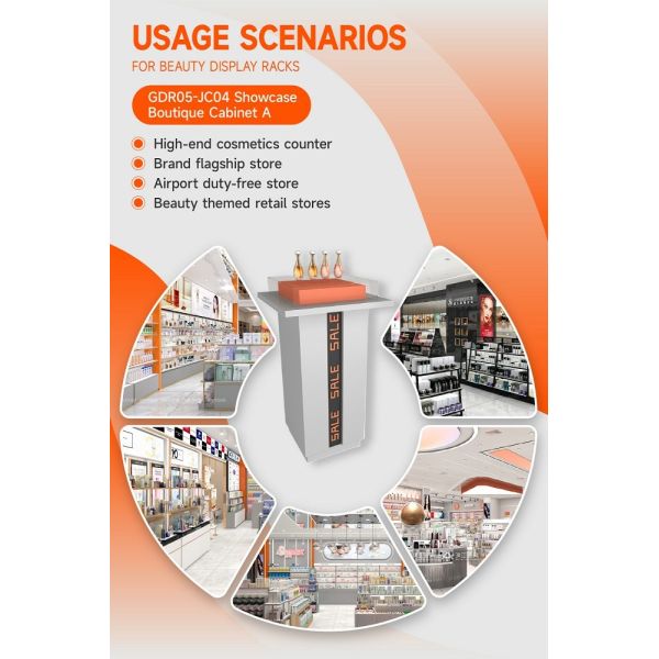 GDR05-JC04 Retail Display Rack with Laminated Board and Orange Acrylic Assembled Box for Luxury Retail