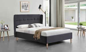 China Velvet Grey  Lisbon Double Bed Bed Frame Medium Firmness OAK Plastic Legs on sale