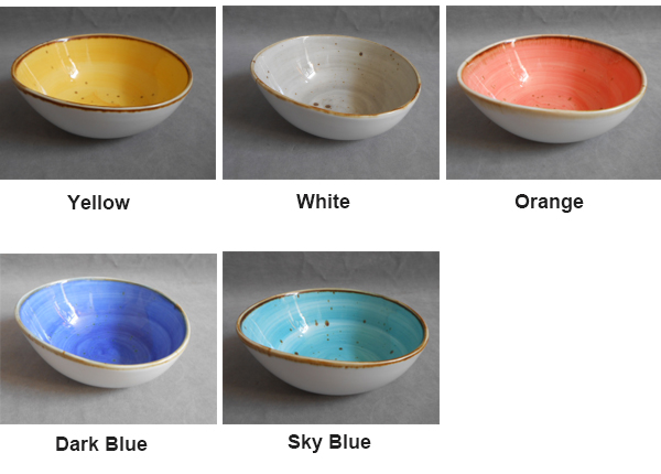 CIQ Certificate Two Tone Color Ceramic Bowl Set 7.5" 6" 5"