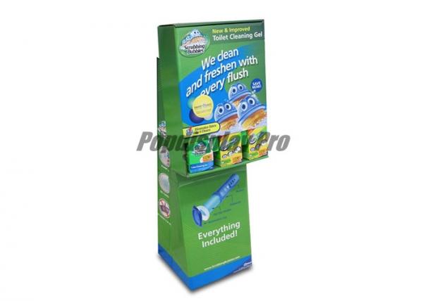 Buy Temporary Cardboard Creative Point Of Purchase Displays Flat Packed For Toilet Cleaning Gel at wholesale prices