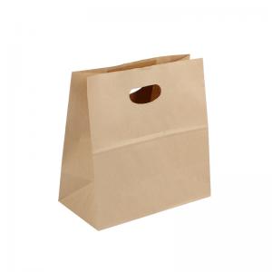 China Food Grade Kraft Paper Bags Disposable Custom Printed Strengthen Firmly Handle on sale