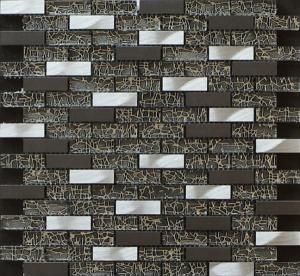 Quality 300x300mm glass and marble mosaic tile,aluminum strip mosaic,black color for sale