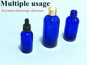 Quality Cosmetic Glass Blue Serum Dropper Bottle 20ml 30ml 50ml Luxury Essential Oil Glass Bottle with Dropper for sale