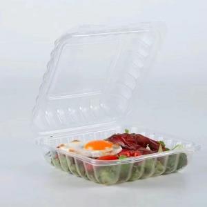 China 6 Plastic Recyclable Black Clear Hot Food Take Out Container Hinged Lid Disposable PP Plastic Cup on sale