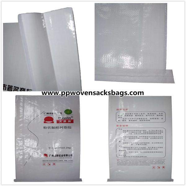 White BOPP Laminated PP Woven Bags for 20kgs Resin Adhesive Packing
