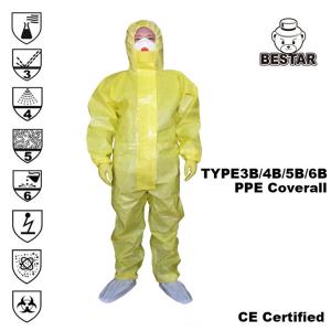 China TYPE 3B/4B/5B/6B Throw Away Disposable Medical Coveralls Workwear For Biological on sale