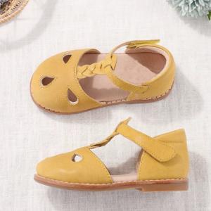 Quality Round Toe Leather School Shoes  Yellow Leather Cute Baby Shoes for sale