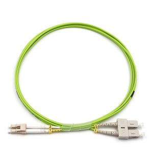 Buy cheap LC UPC To SC UPC Fiber Optic Patch Cable Duplex OM5 Multimode OFNR 2.0mm Lime from wholesalers