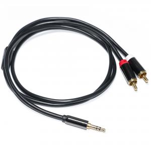 Quality RCA Audio Cable 3.5MM 2-1 Black Metal Shell For Car Audio 0.53M 1M 2M for sale