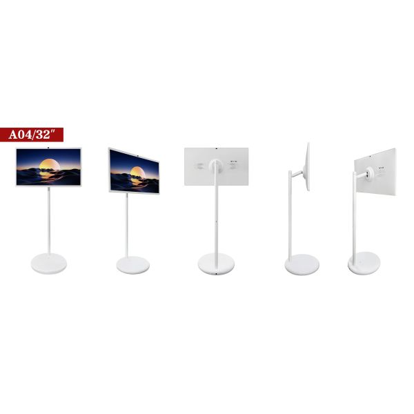 32 Inch Infrared Touch Screen Kiosk Rotatable Movable Android Speaker Camera Built-In Monitor TV For Home School Office Me