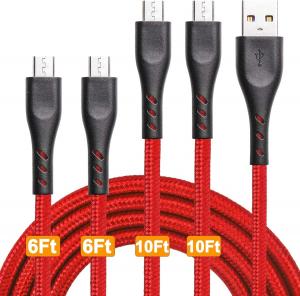 China Micro Braided Straight USB Cable 10ft 6ft For Phone Charging on sale