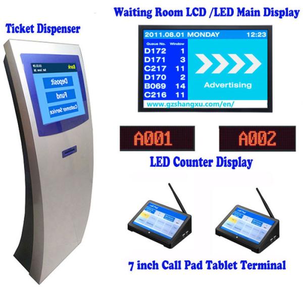 Buy 17 inch Automatic Banking Queue Management System with 7" Tablet Calling Pad Terminal,Queue Number Ticket Kiosk System at wholesale prices