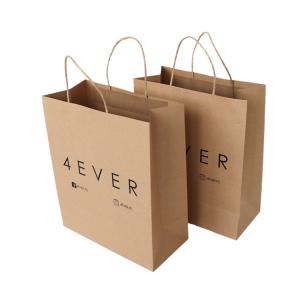 China Eco Friendly Kraft Paper Shopping Bag ,  Brown Paper Bags With Handles Custom Logo on sale
