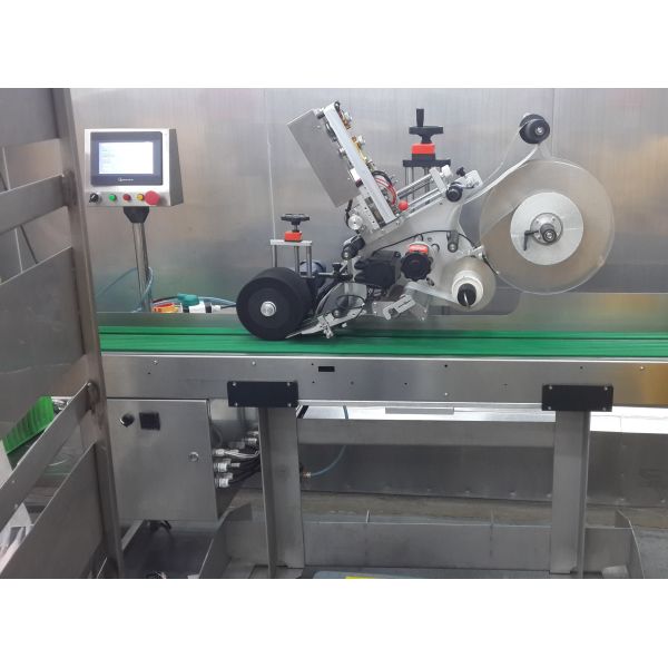 Flat Self Adhesive Sticker Labeling Machine For Surface Labeling Of Boxes / Lids / Bags