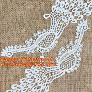 China White Fabric Venice Floral Flower Motif Lace Trim Sew Applique Craft DIY on sale