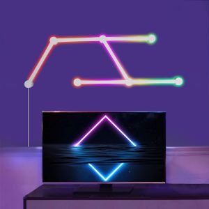 China Working Current 1.1A Mobile Connection APP Control Dimmable RGB Atmosphere Gaming Ambient Smart Removable Splicing Wall Lights Bar Living Room on sale