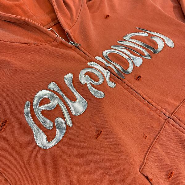 Factory Vintage Sun Faded Washed Thick Cotton Hoodies Custom Logo Men Distressed Oversized Fit Zip up Screen Print Hoodie