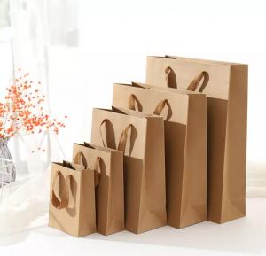 Quality Customized Kraft Paper Handbag / Shopping Bag Recycled Compostable for sale
