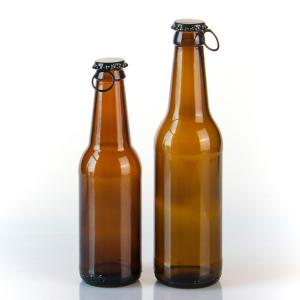 Quality Personalised 500ml Glass Beer Bottles 12 Oz Stout Bottle With Aluminum Lid for sale