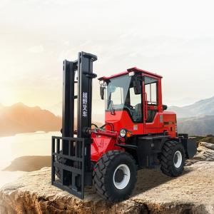 China 3.5 Ton Red Off Road Four Wheel Drive Vehicles 3500kg Construction Site Forklift on sale