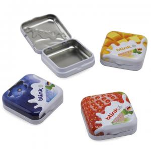 Quality Small Square Tin Box with Lid Printed Metal Storage Boxes for Mints Tin Food Containers for sale