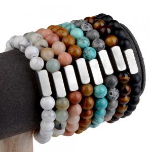 Quality Square Stainless Steel Natural Stone Handmade Beads Bracelets for sale