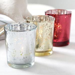 Quality Christmas Tea Light Mercury Glass Votive Candle Holders 82ml Customized Color for sale