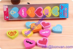 heart shape kids eraser set for advertising use,heart shape eraser