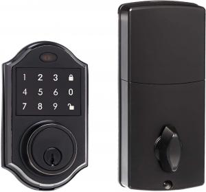 Quality OEM Bump Proof Electronic Deadbolt Door Lock Matte Black And Chrome for sale