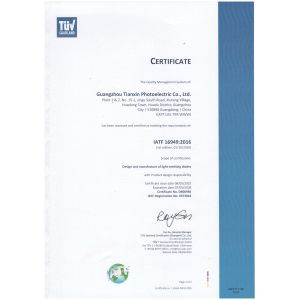 GUANGZHOU TIANXIN PHOTOELECTRIC CO., LTD Certifications