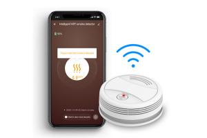 China White ABS Wireless Tuya Wifi Smart Smoke Alarm System Smoke Detector Alarm on sale