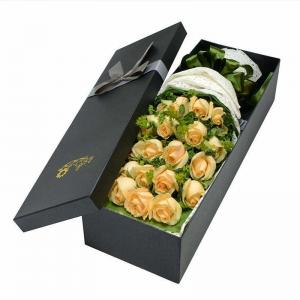 Quality Black Customized Color Printed Luxury Cardboard Paper Flower Rose Pack Box Bags Valentine
