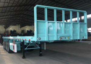 Quality 3 Axle Flatbed Tanks Trucks And Trailers 40ft Container Semi Trailer 40t / 50t Double Tires for sale