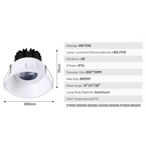 IP54 Anti Glare 93Ra Spotlight Ceiling Light 8W / 10W